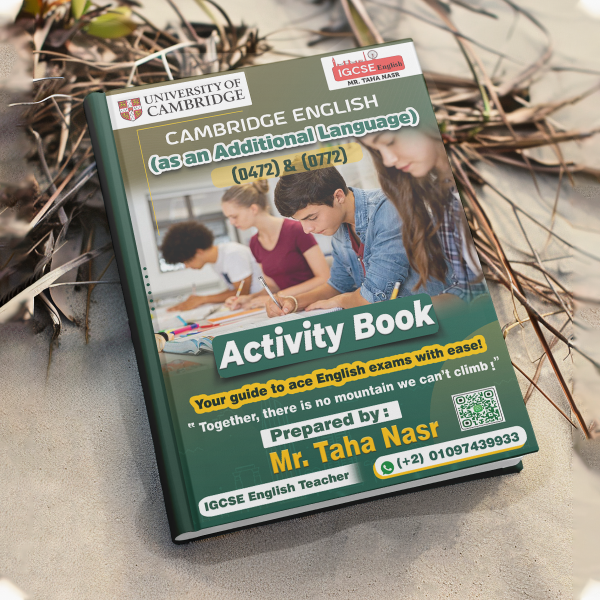 Dr Taha Nasr ENGLISH Cambridge  (AS AN ADDITIONAL LANGUAGE) activity book , Grammar booklet ,writing notes, SPEAKING notes - Image 2