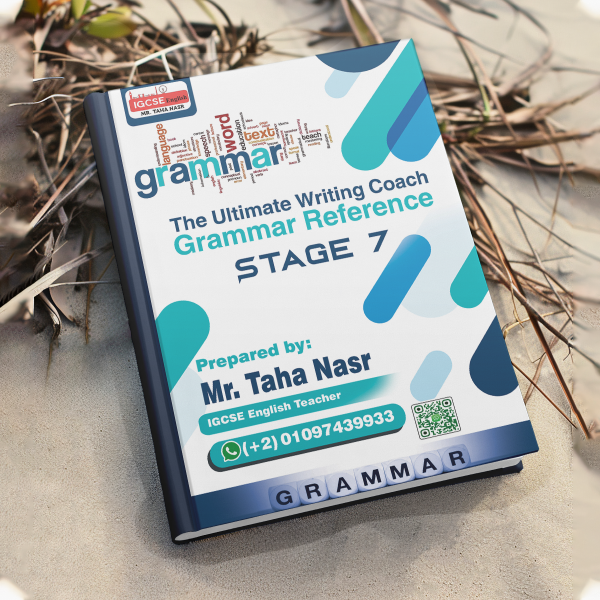 Dr Taha Nasr English Checkpoint  Grade ( 7 ) / Past paper , Grammar , writing notes  , writing Book